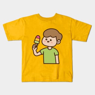 Boy eat ice cream Kids T-Shirt